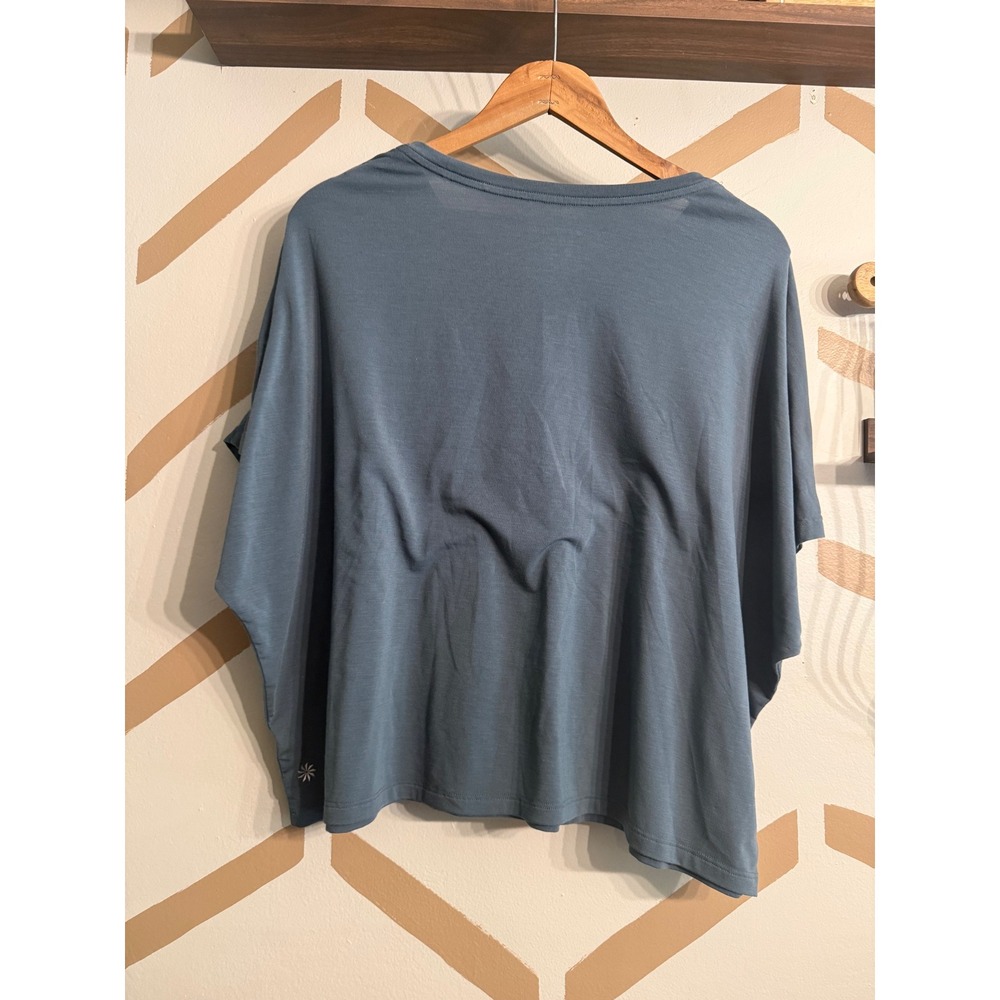 Athleta With Ease Crop Tee Womens L Blue Short Sleeve Relaxed Boxy T-Shirt - Picture 2 of 3